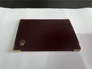 Rolex 勞力士 舊裝 Vintage Card Holder 深棕色 真皮 卡套 咭套 (101.70.03) 左邊 Logo
