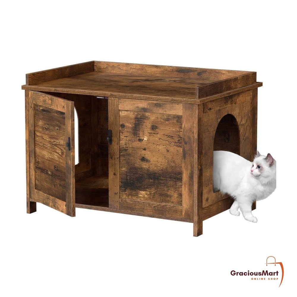 RunLexi Cat Litter Box Enclosure Furniture Hidden Wooden Cat