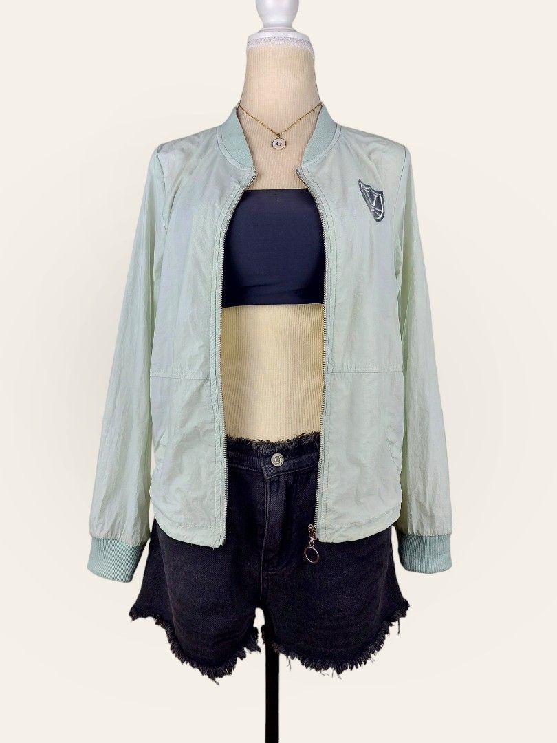 Sage green bomber jacket on Carousell