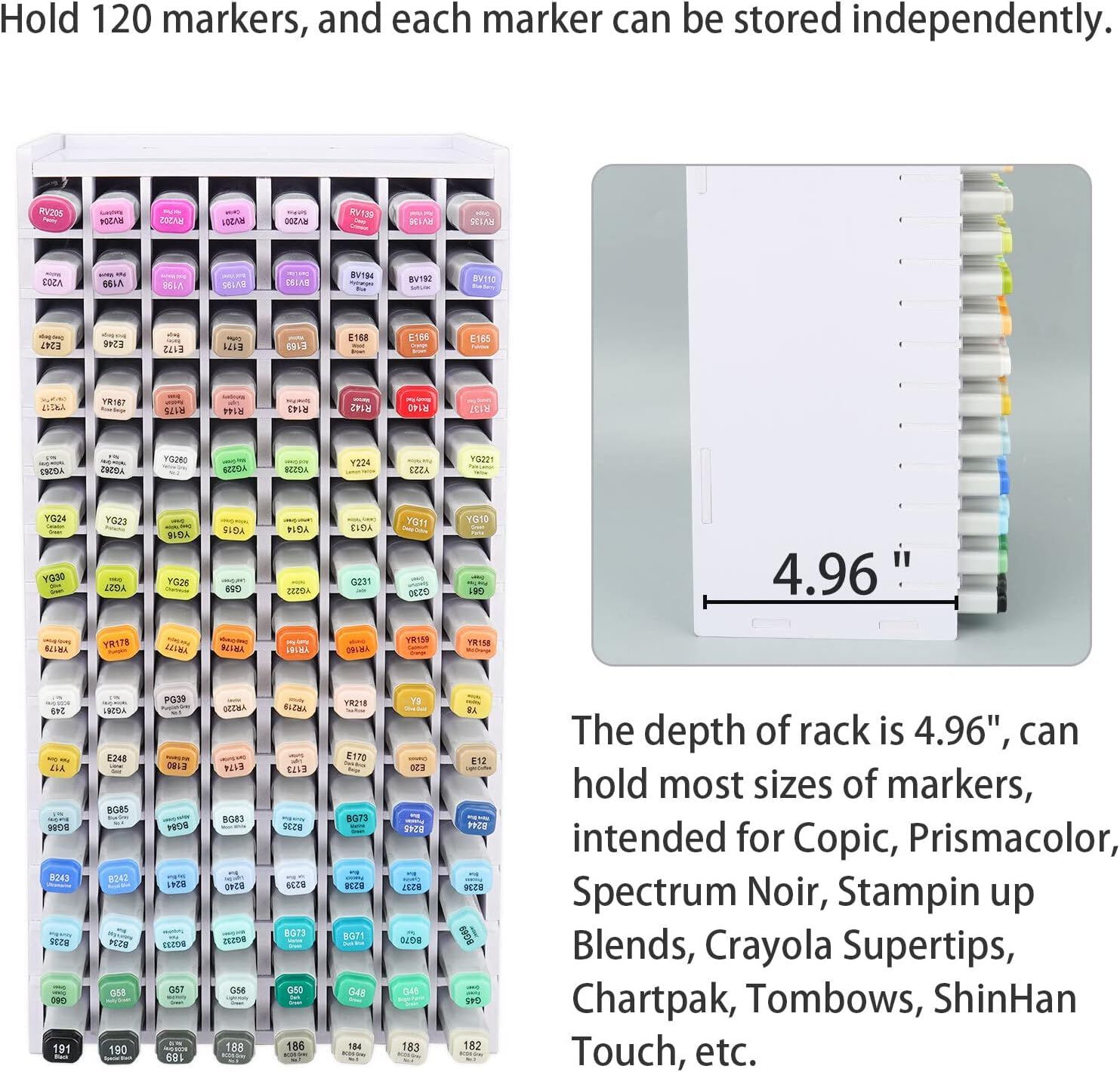 SANFURNEY Art Marker Storage Rack for 120 Markers, Watercolour Brushes Pens  Color Pencils Organizer Holder for Desk