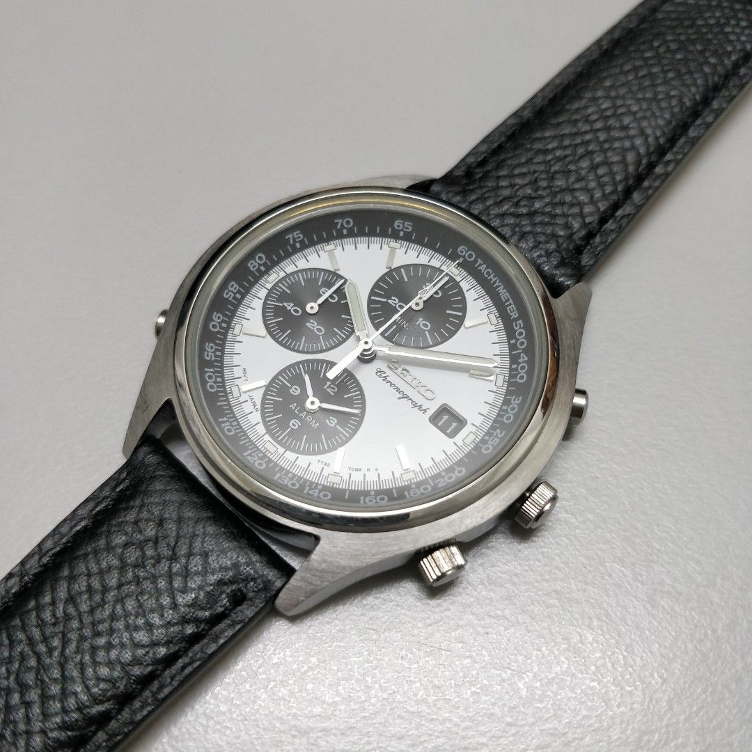 Seiko 7T32 7C60 Alarm Chronograph Panda with strap and bracelet