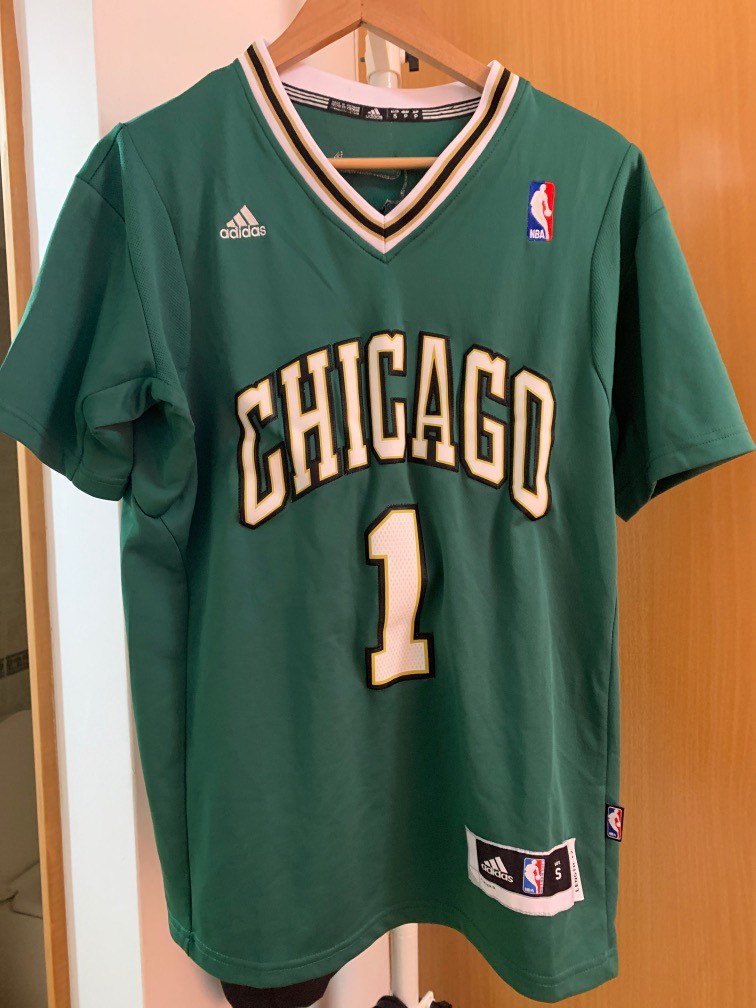 Chicago Bulls Derrick Rose NBA St Patricks Day Jersey Swingman Green Adidas  S