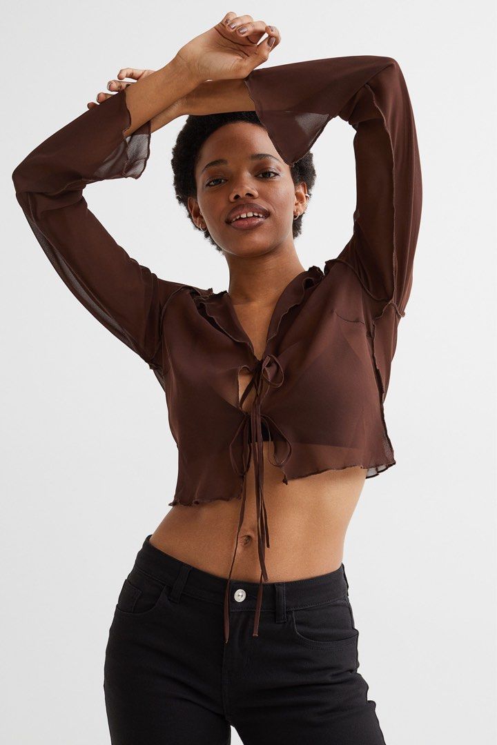 H&m tie front blouse clearance