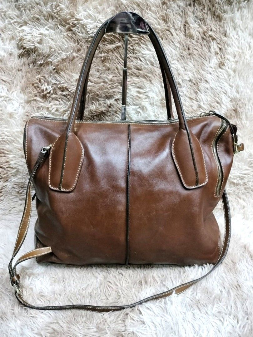 SALE TODS BROWN TWO WAY BAG LEATHER BAG