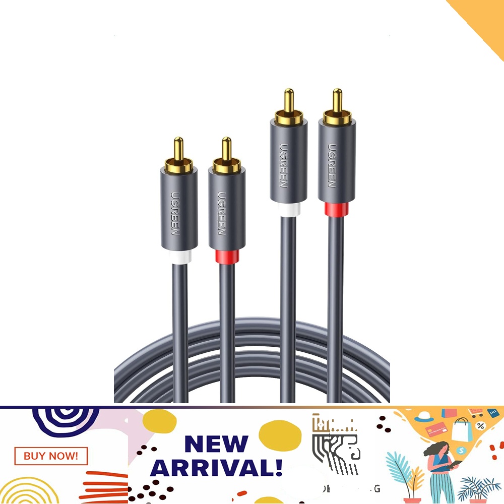 Câble Audio Stéréo 2RCA Mâle à 2RCA Mâle - 3 M, Tressé Nylon, Connecteurs Plaqués Or - ANDAPA