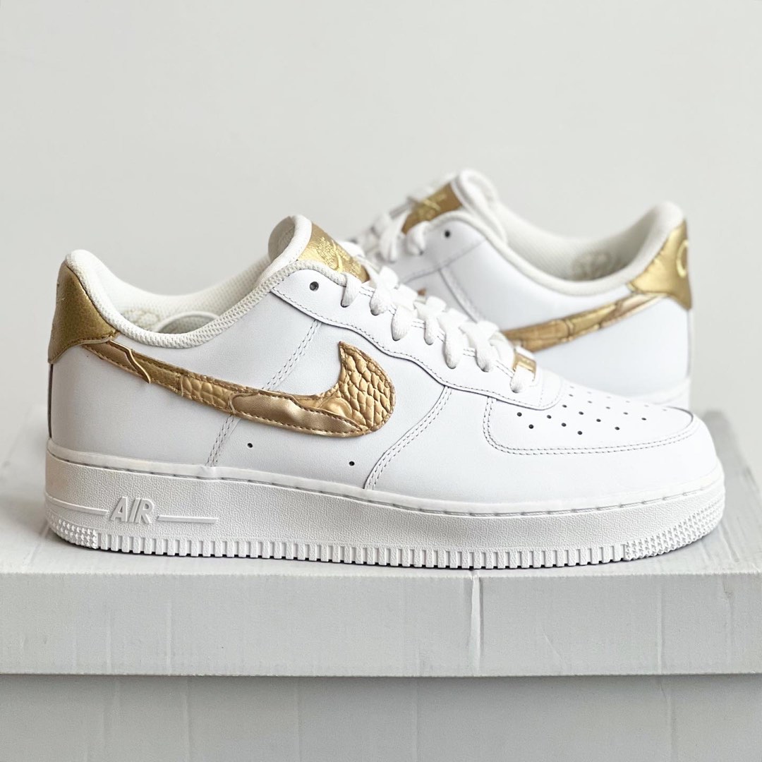 Nike air force 1 golden patchwork hot sale