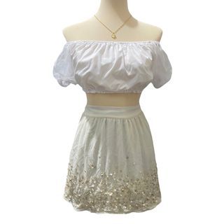 Urban Outfitters Sequin skirt formal in Cream white
