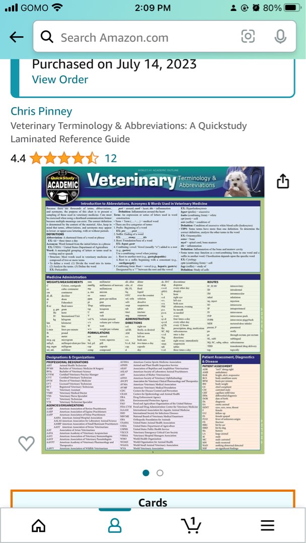 VETERINARY ABBREVIATION AND TERMINOLOGY, Hobbies & Toys, Stationary