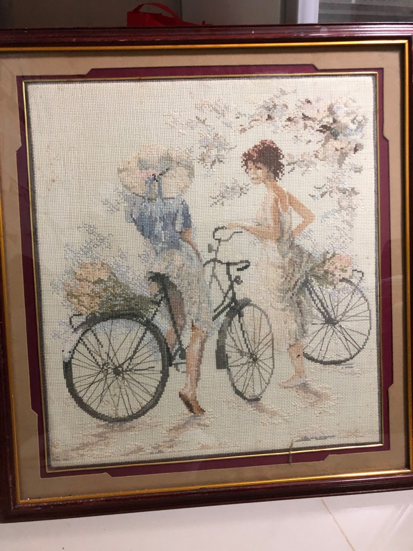 Antique Cross Stitching Art in Canvas on Carousell