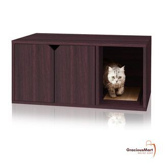 DINZI LVJ Litter Box Enclosure, Flip-Top Enclosed Litter Box, Hidden Cat  Washroom with Good Ventilation, Entrance Can Be on Left or Right, Cat House