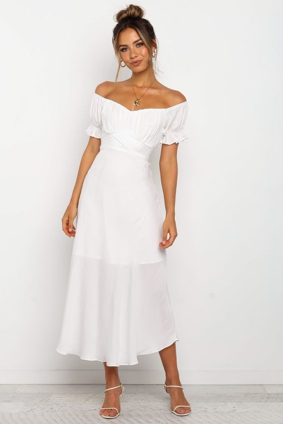 White Midi Dress Women s Fashion Dresses Sets Dresses on