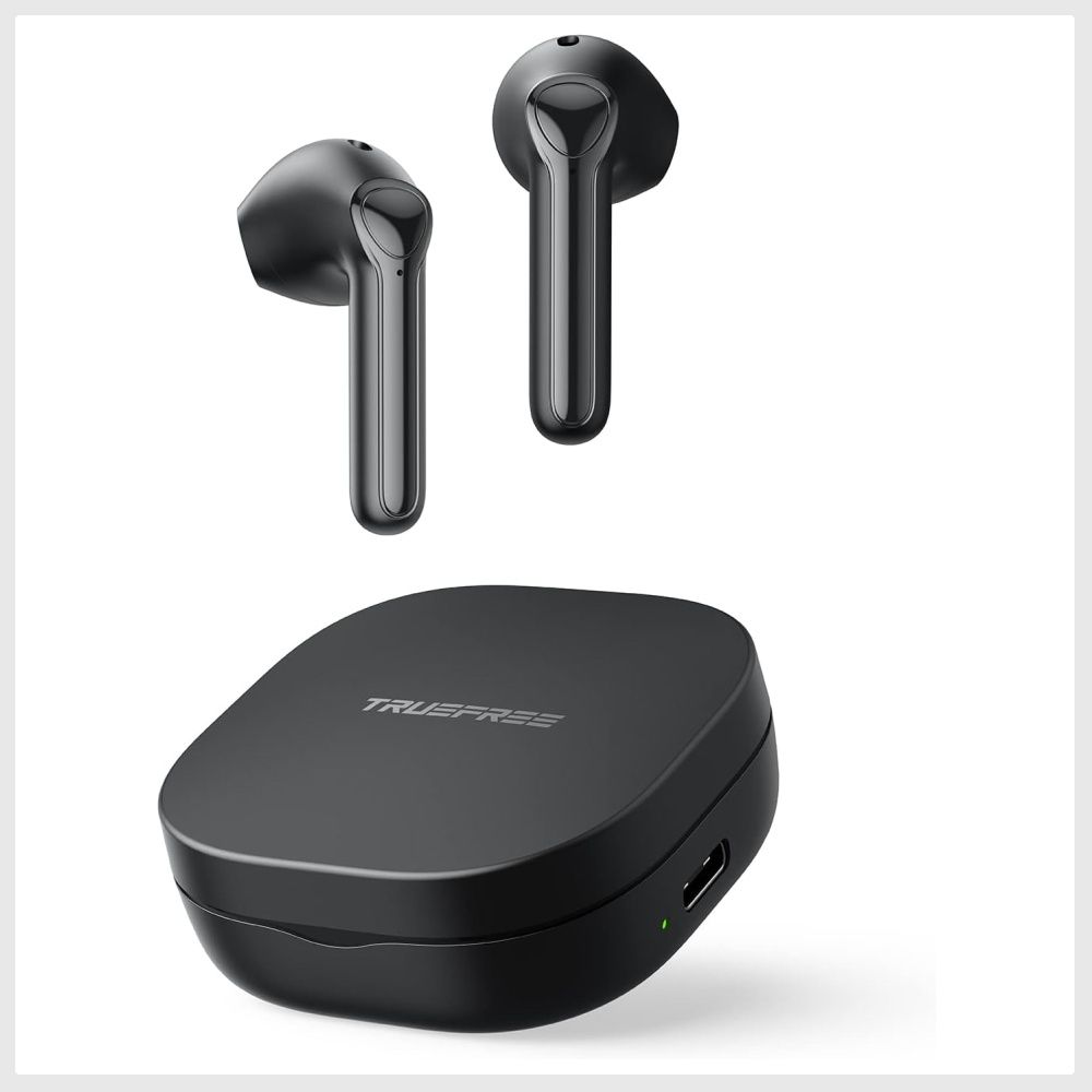 Wireless Earbuds Truefree A1 Bluetooth 5.0 Headphones Wireless Earphones with 4 Mics Immersive Stereo Sound by 14.2mm Driver ENC for Clear Calls USB C Charge 18 Hours of Playtime Single Twin Mode Audi...