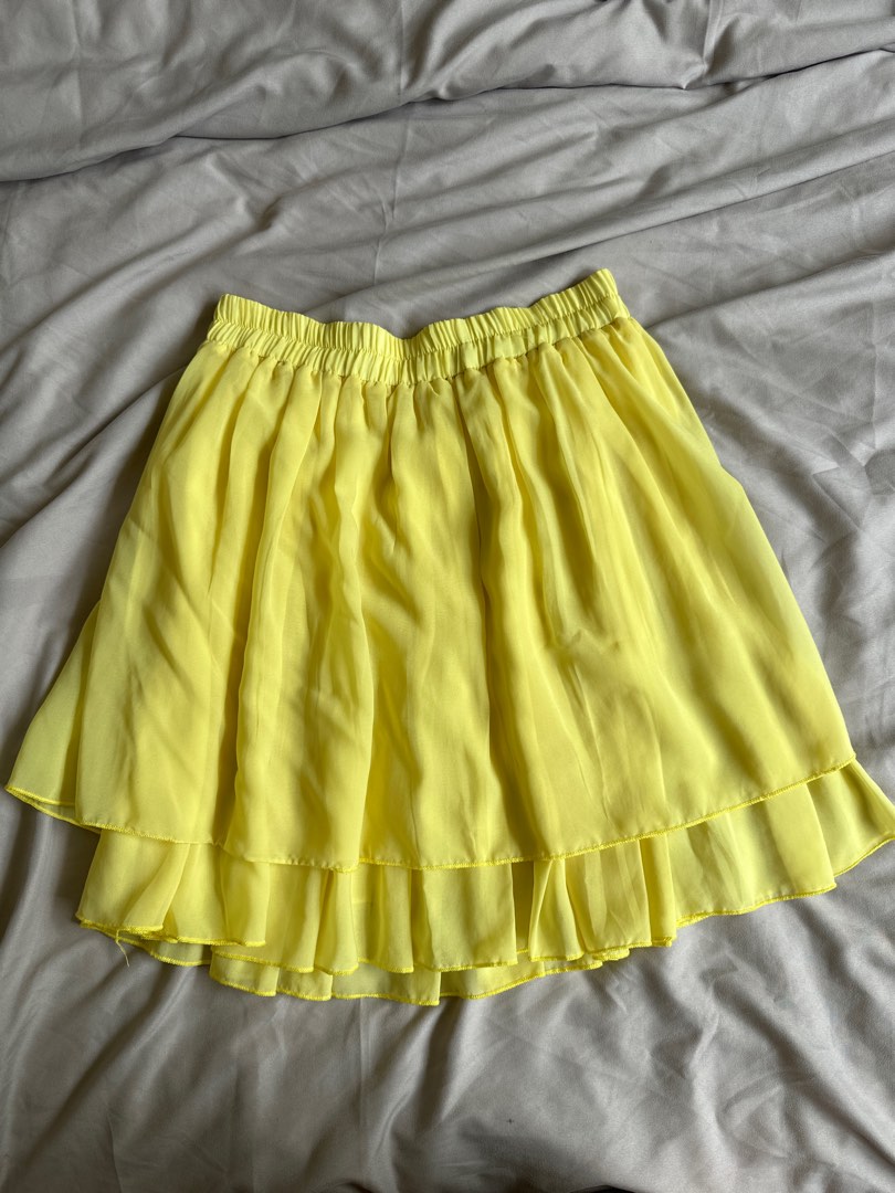 Elastic waist yellow skirt cheap