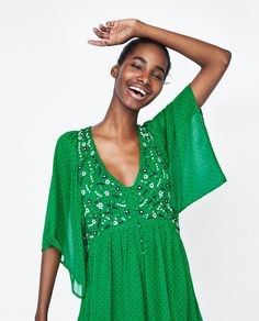 Zara green shop polka dot playsuit