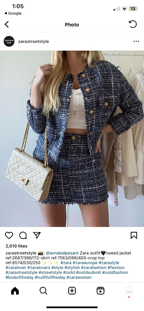 ZARA BLUE TWEED SKIRT Women s Fashion Dresses Sets Dresses on