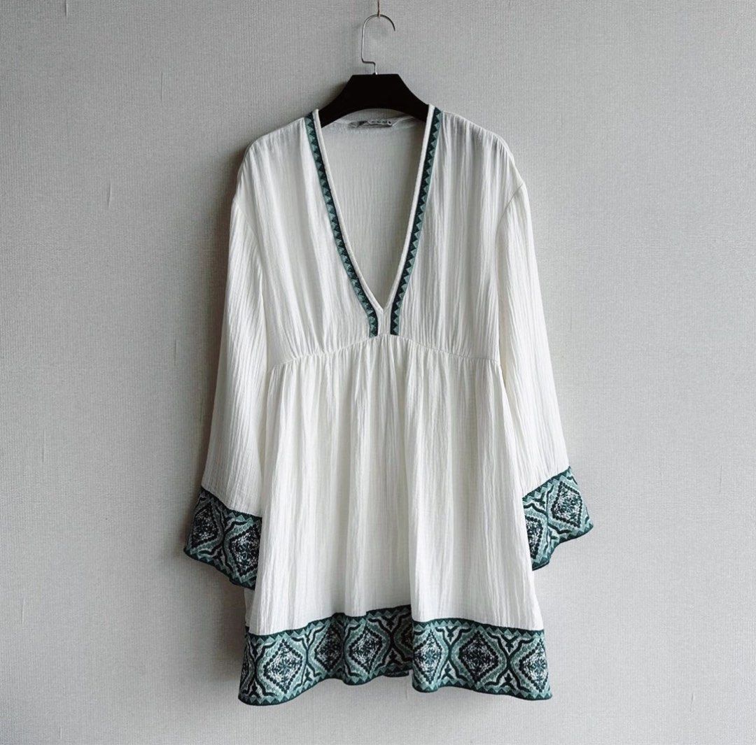 Dress with contrasting texture zara Clearance