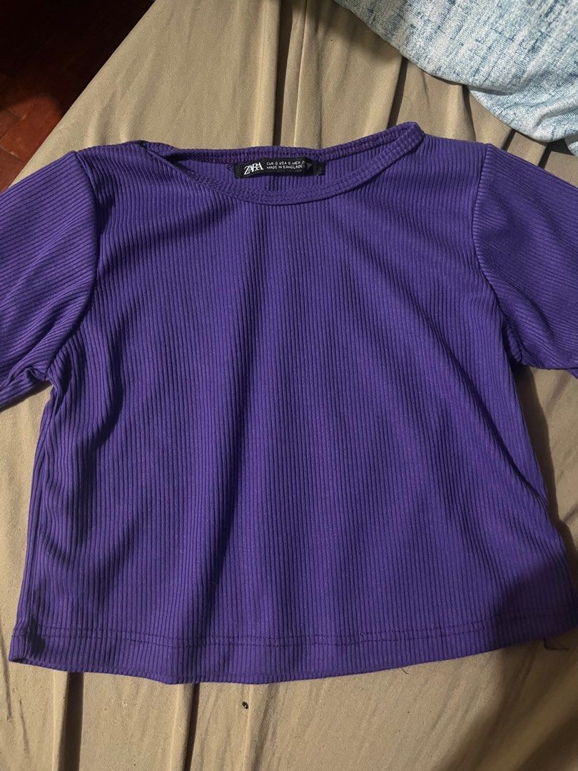 Zara Purple Basic Crop Top (Category: Blouses) located in Pasay City. Submitted by alierv (Listing ID 1248255359, Image 1). Description: .