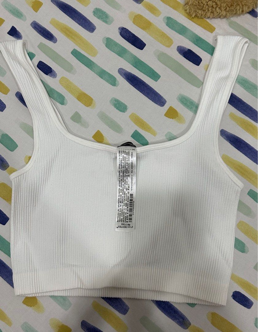 BNWT Zara Seamless Shell Ribbed Crop Tank Top in White, Women's