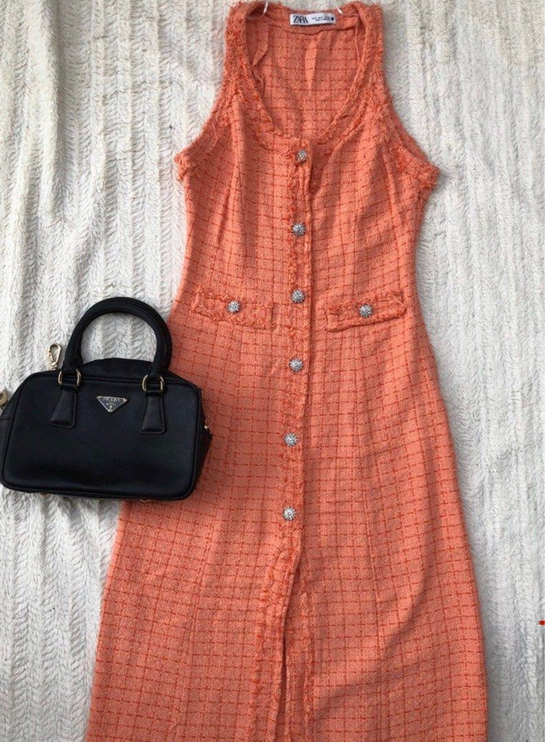 Orange tweed dress deals