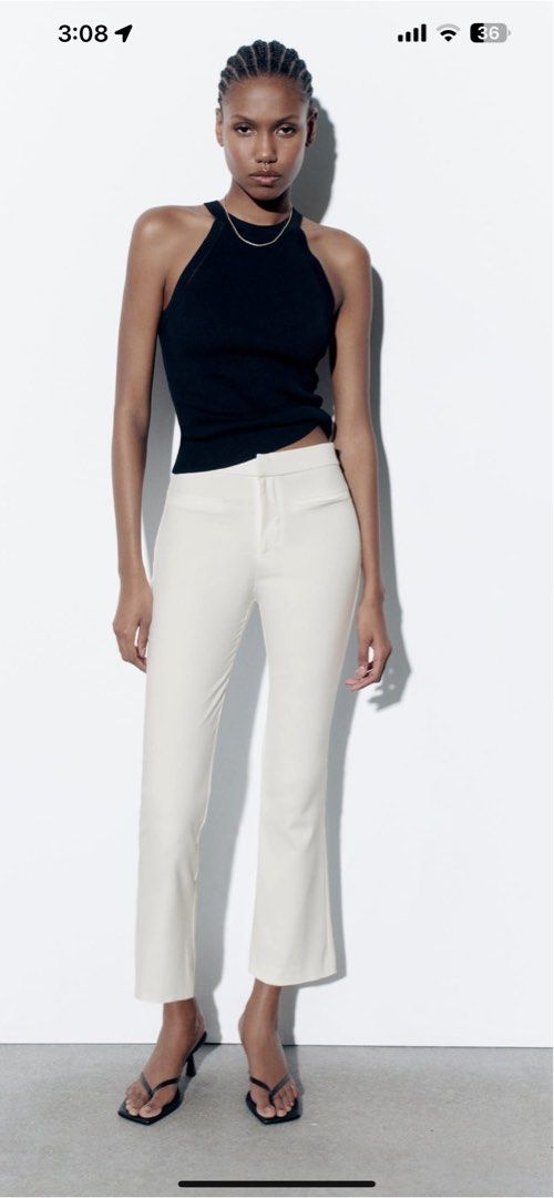 FLARED TROUSERS - Oyster White | ZARA Angola