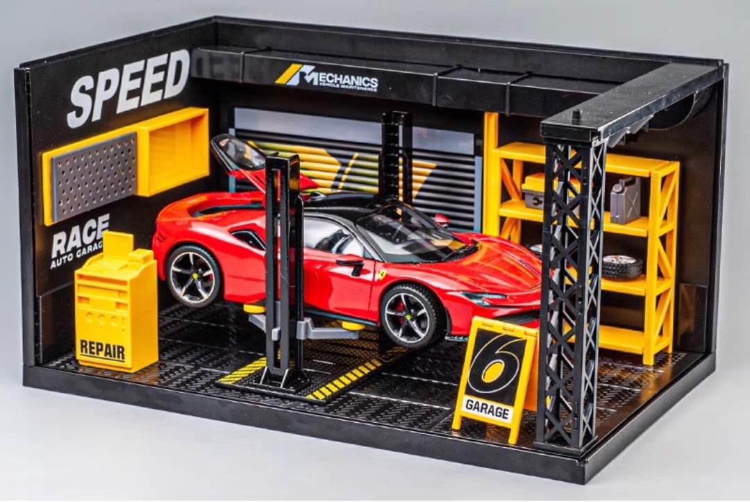 Maquette Garage Fuji 1/24 - Kit Plastique à Monter - Diorama Avec Outils - Modélisme Japonais