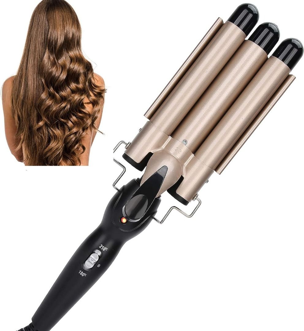 3 Barrel Curling Iron Wand Adjustable Hair Curler Waver Crimper