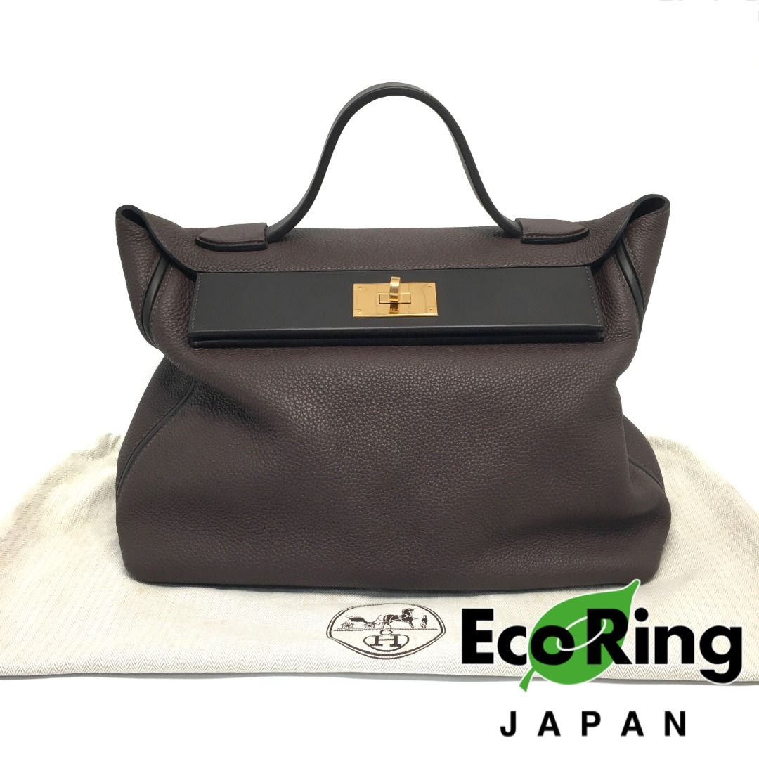 △ Hermes 愛馬仕2424 35 2Tone Brown Clemence Calfskin Handbag