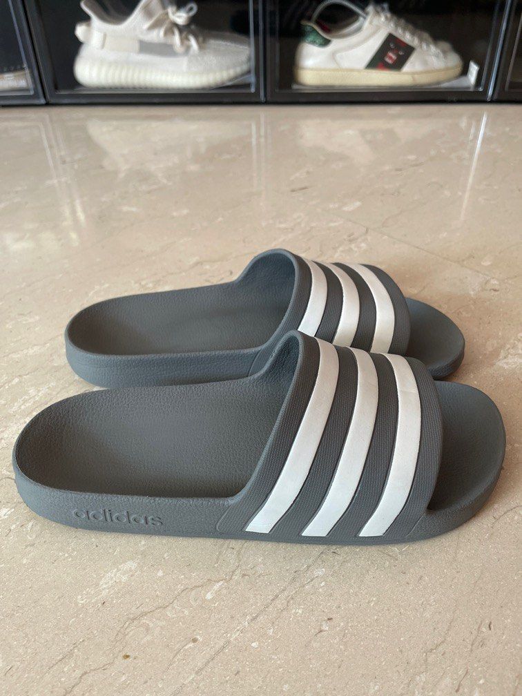 Adidas Aqua Slides size 8, Men's Fashion, Footwear, Flipflops and Slides on  Carousell