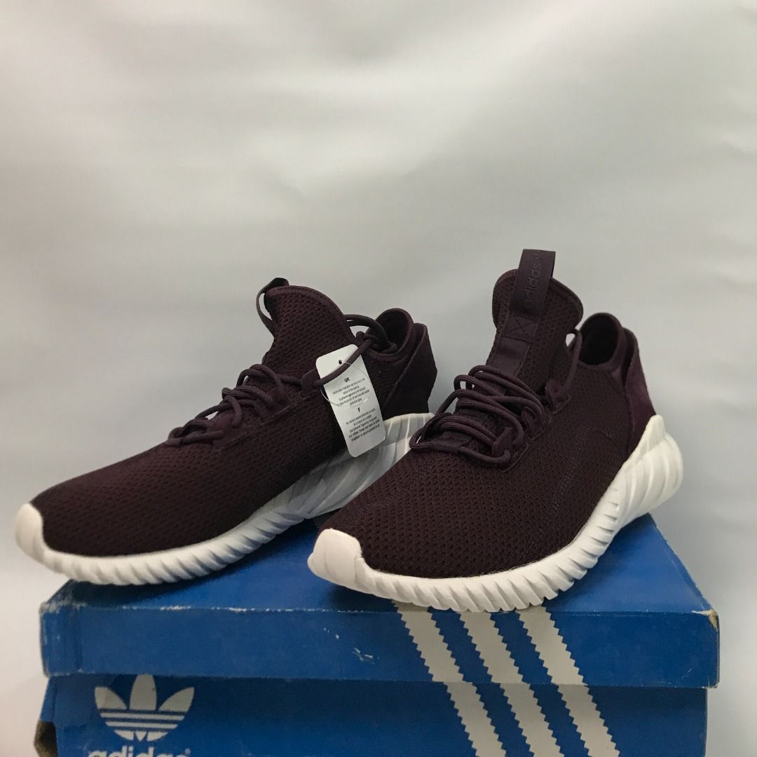 Adidas Tubular Doom Sock Primeknit Burgundy Size 44 2/3, Fesyen