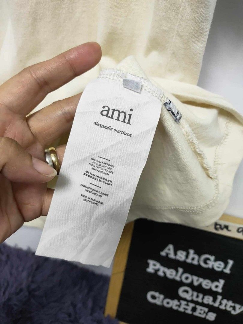Ami Paris Face Woven Label Tshirt(Cream) on Carousell