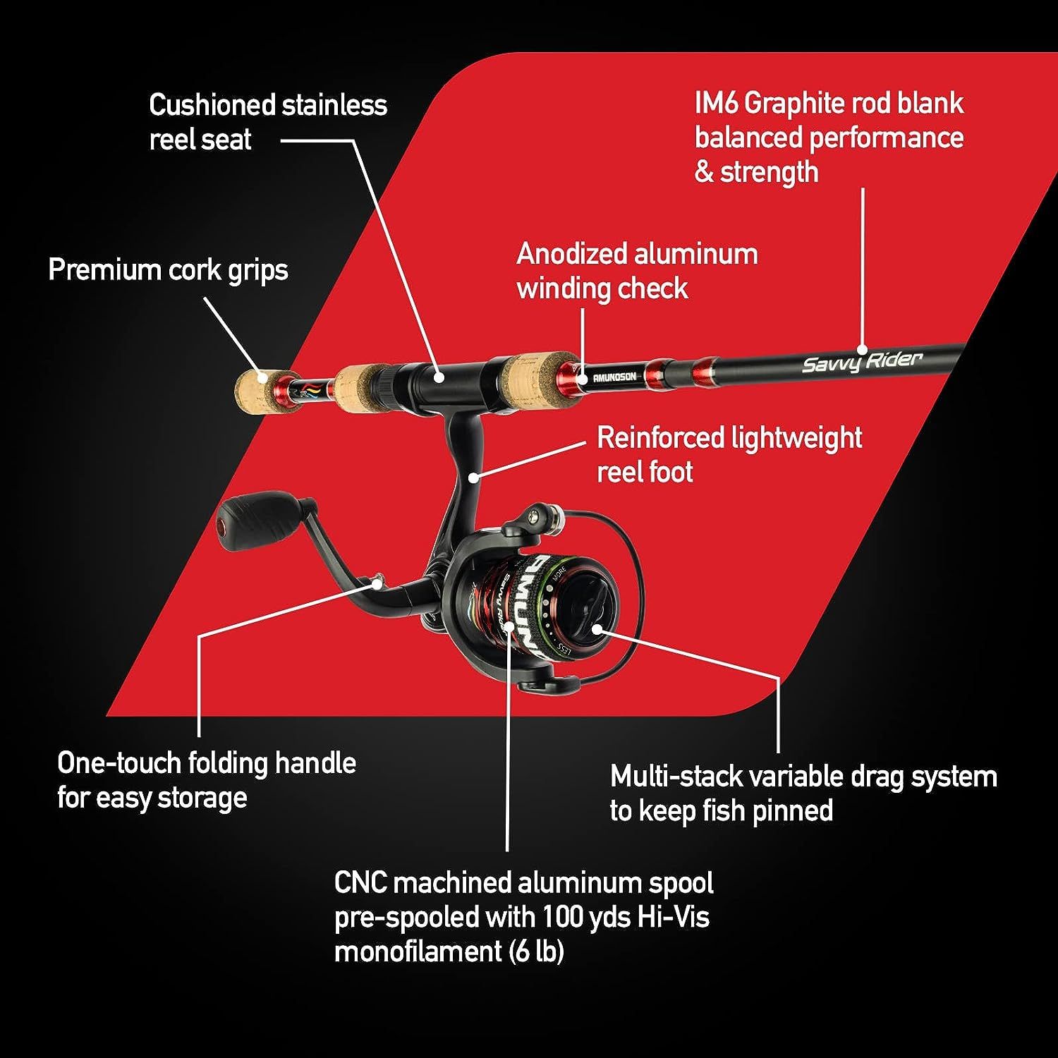 favorite fishing lit reel Ol' Salty Spinning Combo| Fast Action Carbon Blend Rod |Ultra Smooth Fishing Reel with 5:2:1 Gear Ratio large aquarium fish Option:Uni Lock Hood One yellow fish in LIT Spinning Rod Built