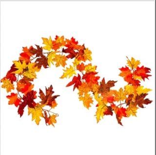 Artificial Autumn Fall Maple Leaves Garland Wall Backdrop Decoration (Original Price ₱287 Each; Now at ₱228 for All 2 Pieces)
