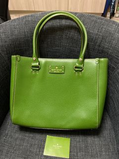 KATE SPADE Wellesley Quinn Emerald Green Leather Satchel Handbag