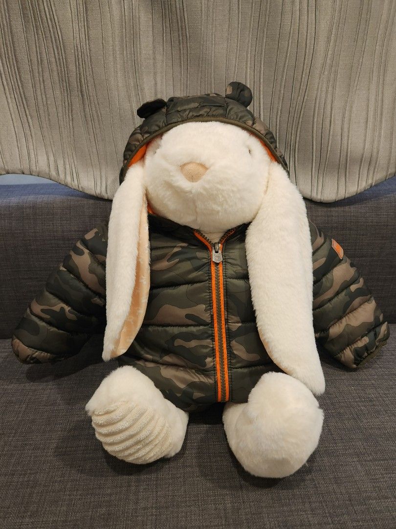 Baby Gap Padded Green Camo Zipped Jacket with Bear Hoodie Size 12