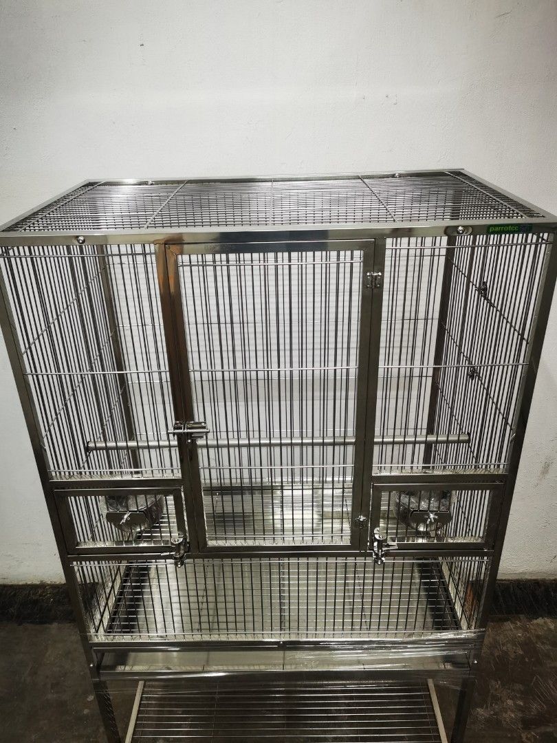 Bird cage.304 stainless steel cage for parrot. Bird cage. Size approx 80x50x140cm. Parrot cage. Includes perches and cups. Easy to maintain & refill cups. Come with bottom storage. Brand New. Limited Stock !!! (Category: Homes & Other Pet Accessories) located in Singapore. Submitted by ah_huat79 (Listing ID 1179283950, Image 2). Description: 80x50x140cm 304 stainless steel cage for parrot. Bird cage. Parrot cage. Includes perches and cups. Easy t