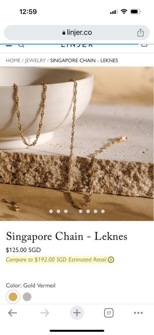 BNWT Linjer Leknes gold chain Women s Fashion Jewelry