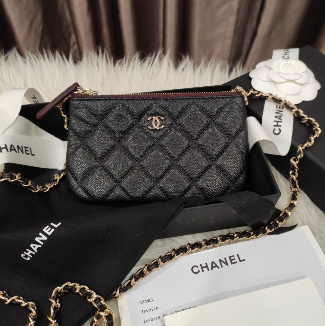 Brand New! Chanel Mini O Case. Caviar GHW. Microchip. Full set with  receipt. *Comes with third party chain to wear as crossbody.