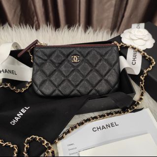 CHANEL Caviar Quilted Large Zip Around Organizer Wallet Black