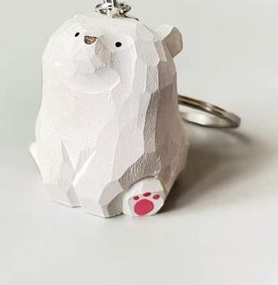 [Brand New] Wooden White Bear Key Ring