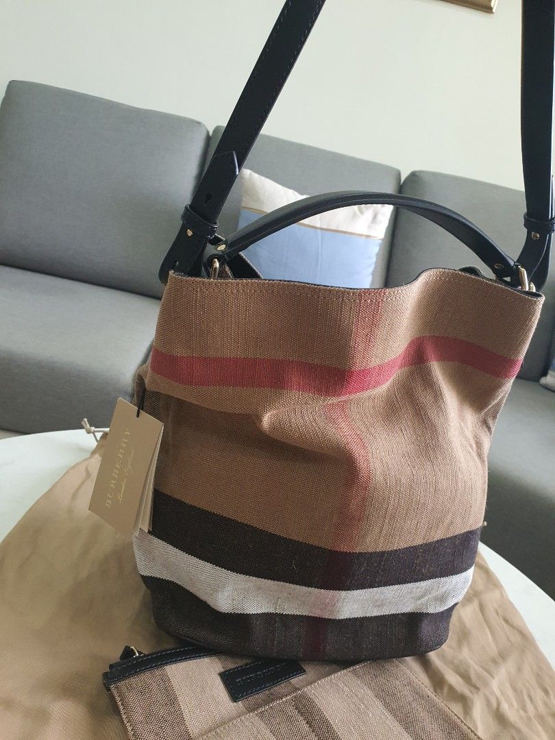 Burberry canvas bucket bag cheap
