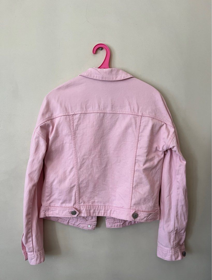 Calliope Pink Ruffled Denim Jacket on Carousell