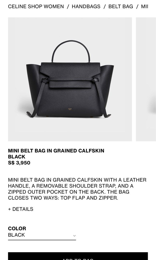Celine mini sales belt bag black