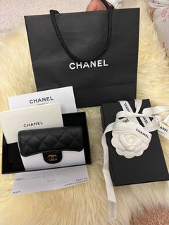 NEW 2023 23P CHANEL Caviar Quilted Card Holder Black BIG CC Gold