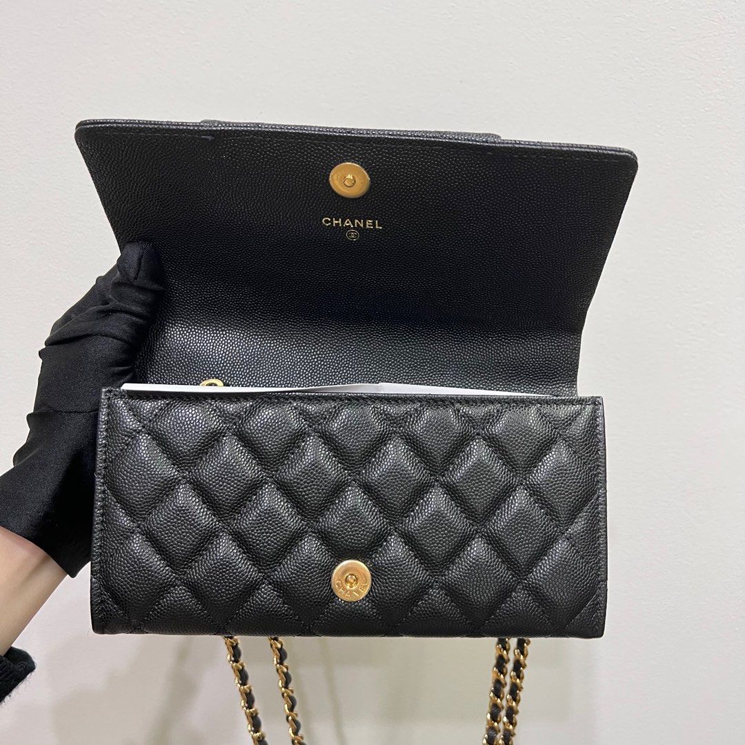 Chanel WOC with Front Pocket 22A Black Cavair GHW