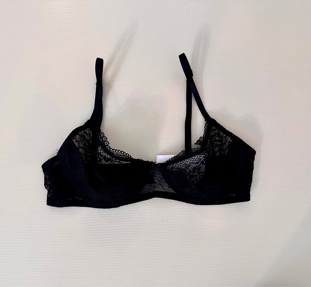 Cotton-On Black Lace Wired Push-Up Bra, Women's Fashion, New