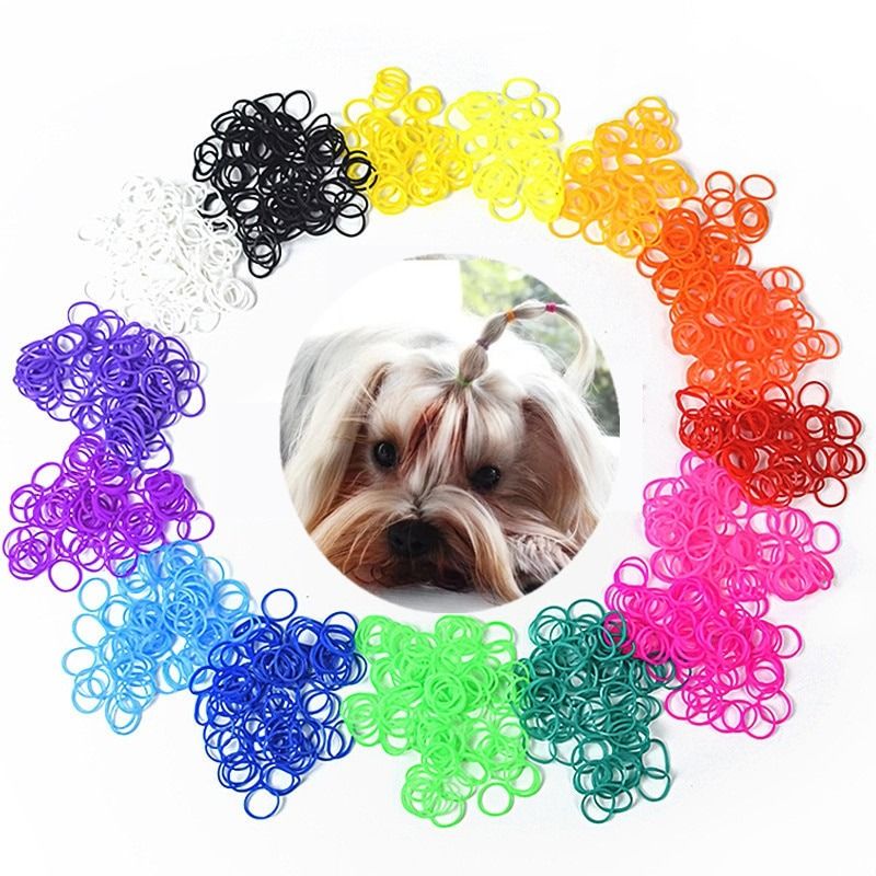  100 Pcs Colorful Puppy Rubber Bands Dog Hair Ties