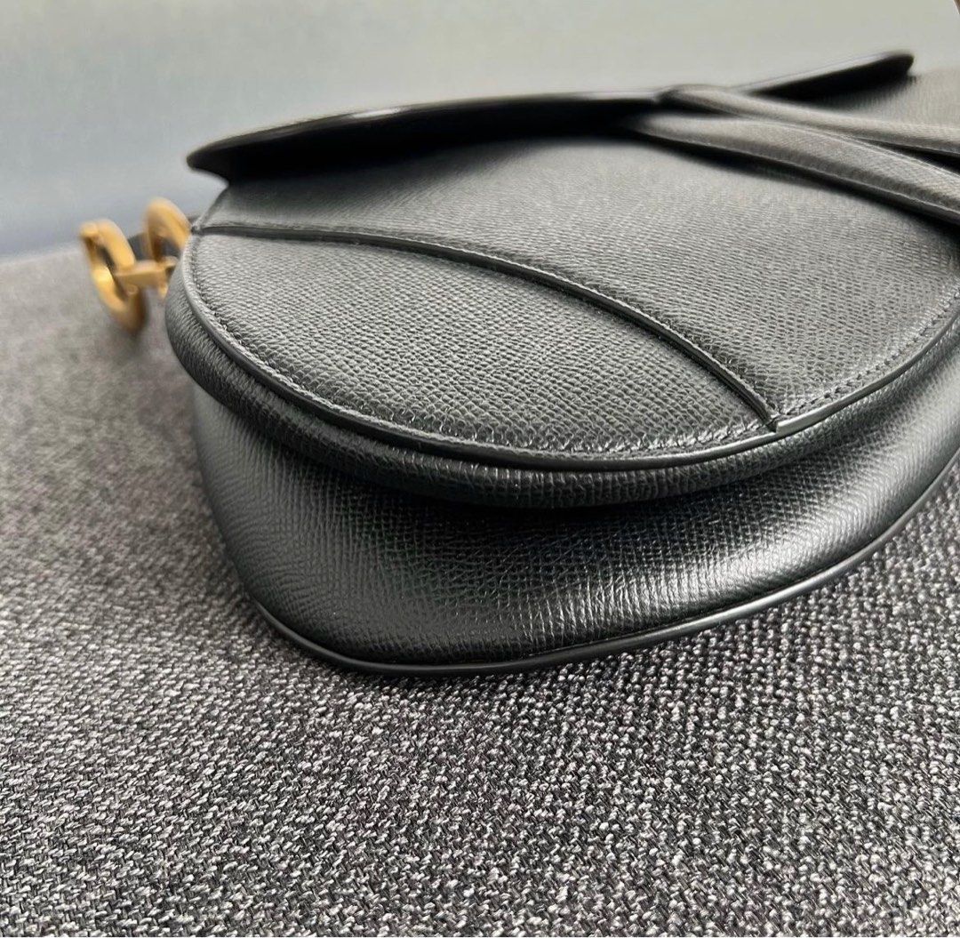 Dior Saddle Bag Medium Grained calfskin Black / Ghw, Luxury, Bags