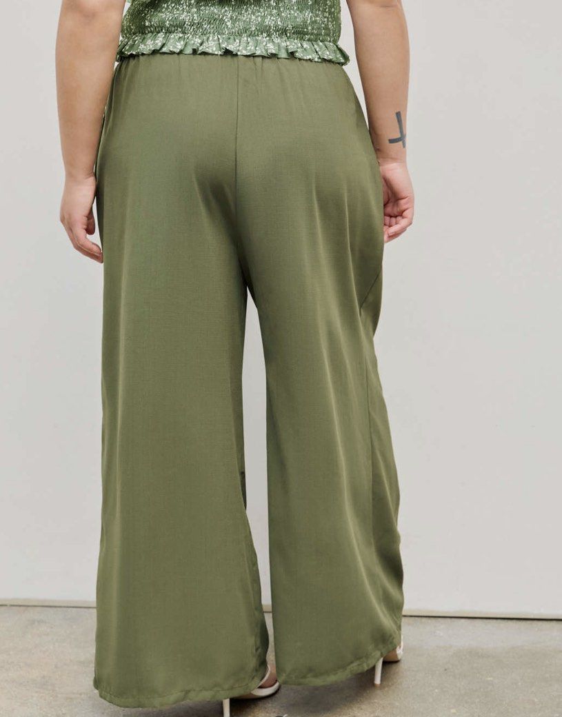 Elastic wide deals leg trousers