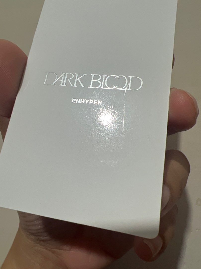 Enhypen Sunoo Darkblood Official PC (Category: K-Wave Merchandise) located in Cotabato. Submitted by mansaeshop (Listing ID 1248409486, Image 3). Description: With Marks/Scratch (from Manufacturer) Free sleeves No to sensi buyer MOP: Gcash/BPI Courier: j&t Shipping fee shouldered by buyer.