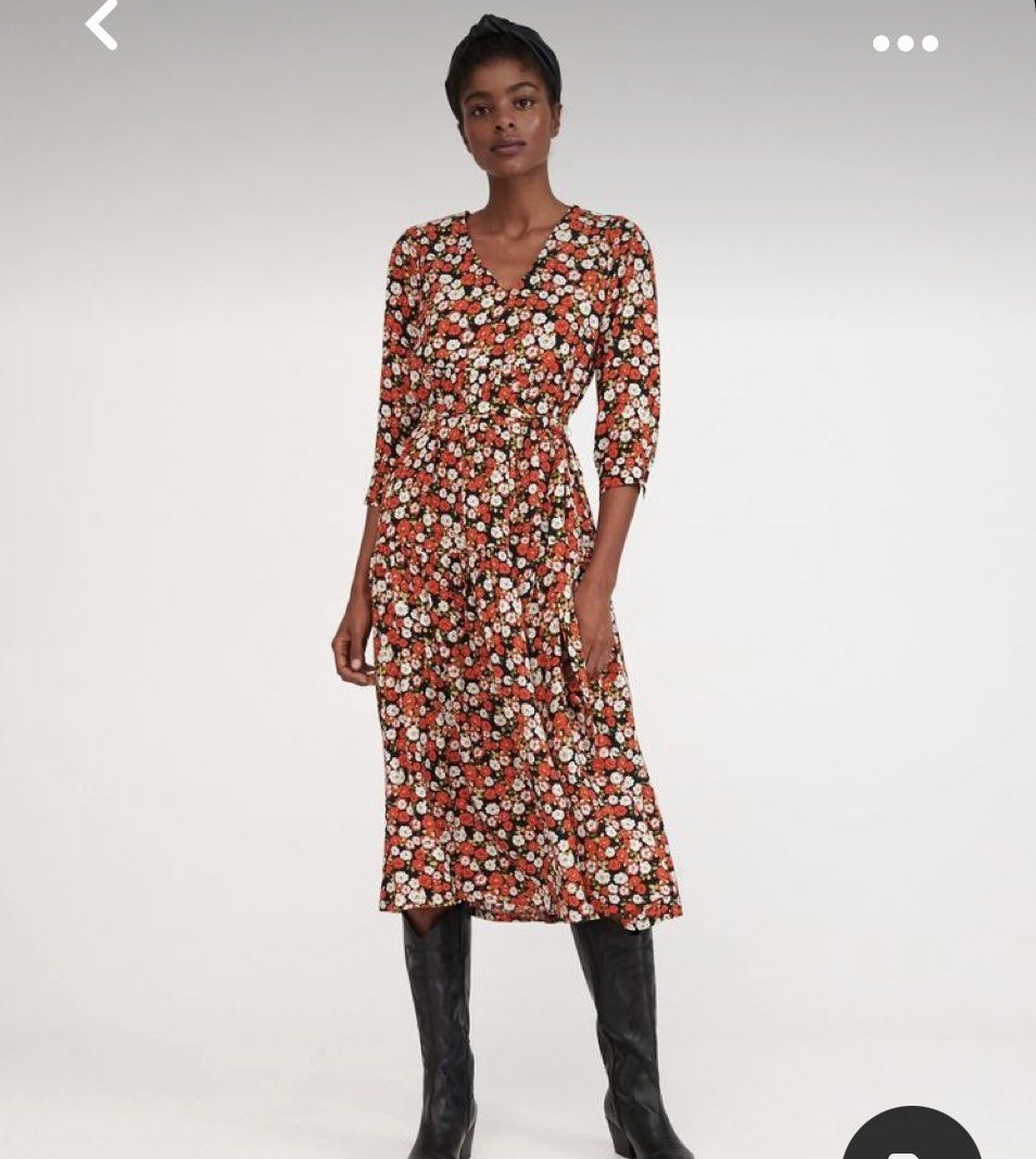 Red floral sale midi dress